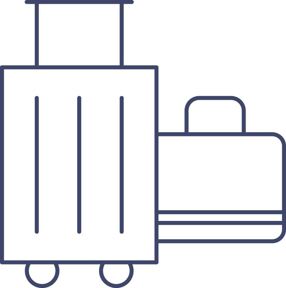 platt stil bagage väska ikon i blå linje konst. vektor