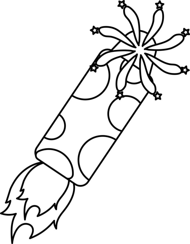 Schlaganfall Stil Feuerwerk Rakete Symbol oder Symbol. vektor