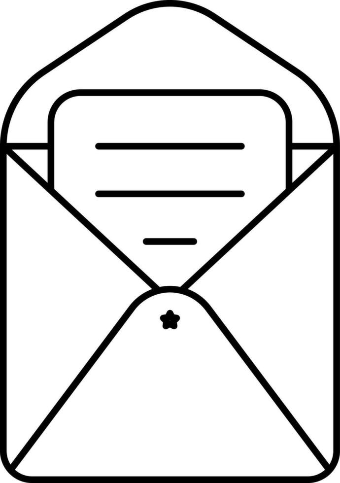 öppen kuvert med papper ikon i linje konst. vektor