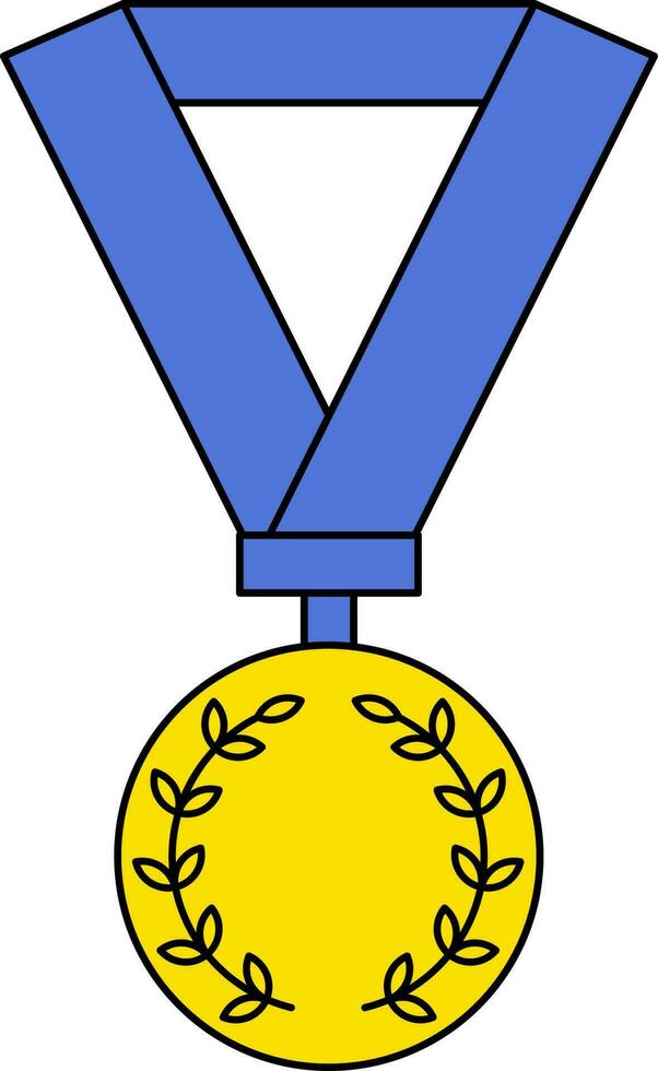 medalj ikon eller symbol i blå och gul Färg. vektor