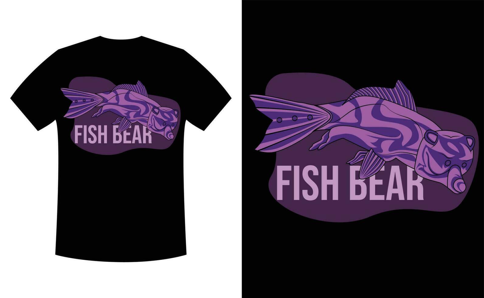 einzigartig Fisch Bär T-Shirt Design. ein mischen zwischen Fisch und tragen. Vektor, Illustration, T-Shirt. vektor