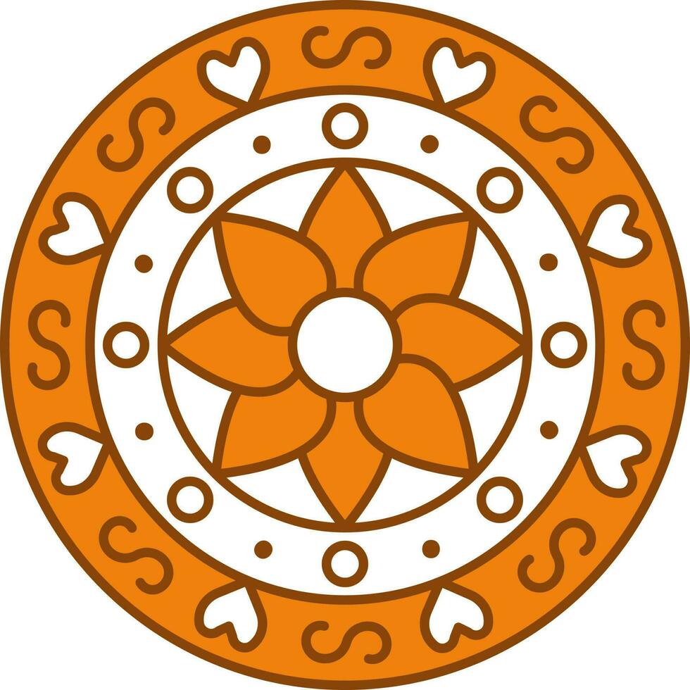 Mandala oder Rangoli Symbol im eben Stil. vektor