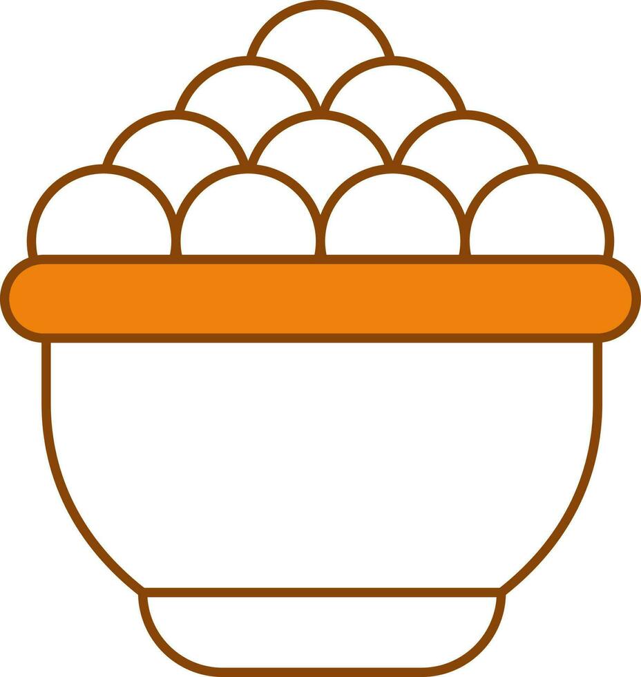 orange och vit Färg laddu i skål ikon. vektor