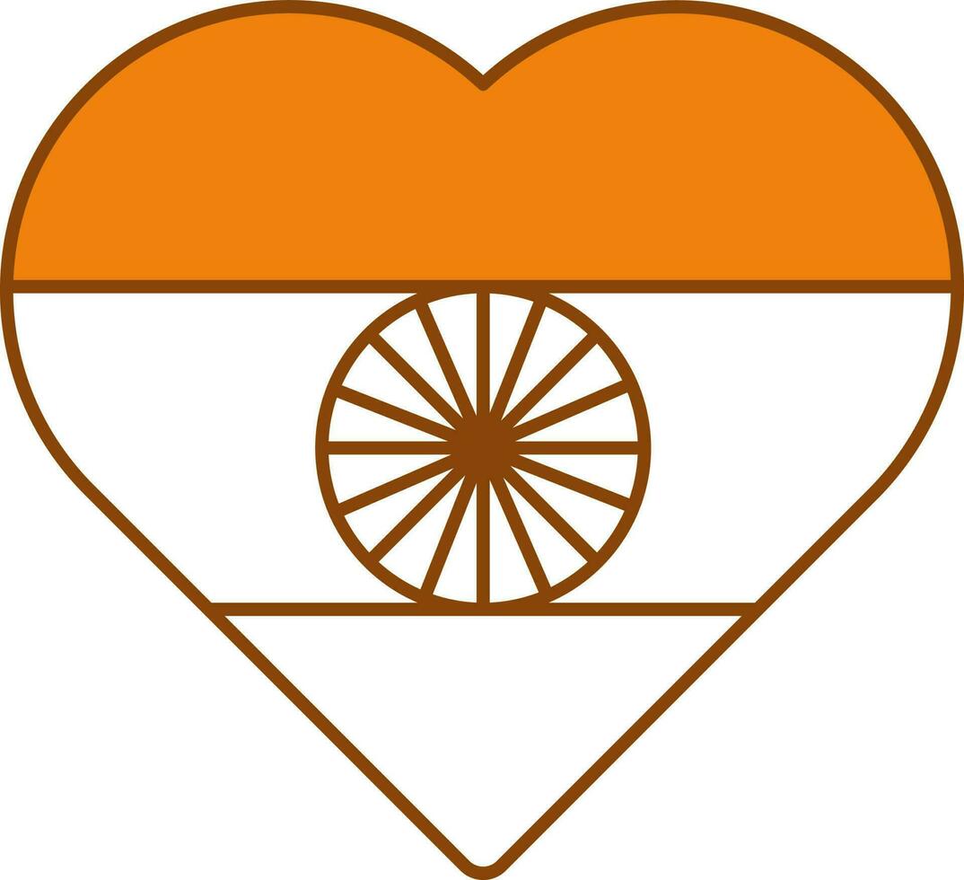 indisk flagga hjärta ikon i platt stil. vektor