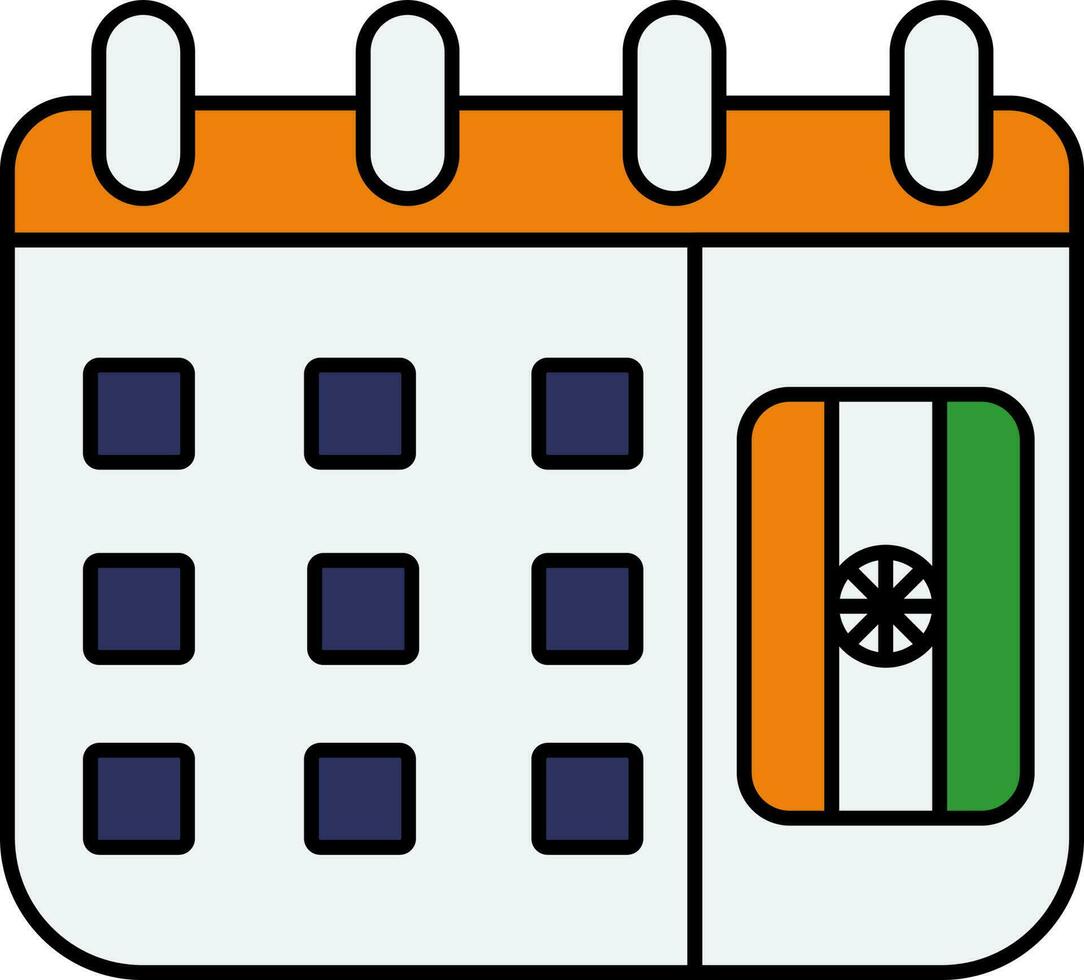 bunt Indien Kalender Symbol im eben Stil. vektor