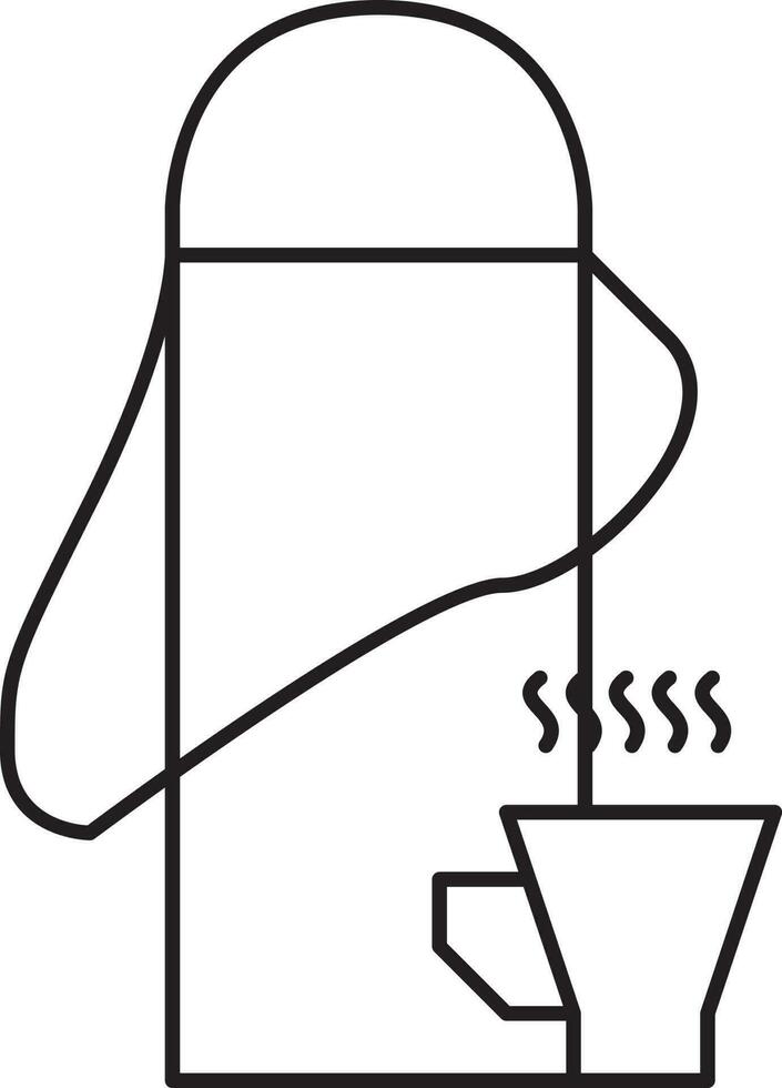 Thermosflasche mit heiß Tasse Symbol im Linie Kunst. vektor