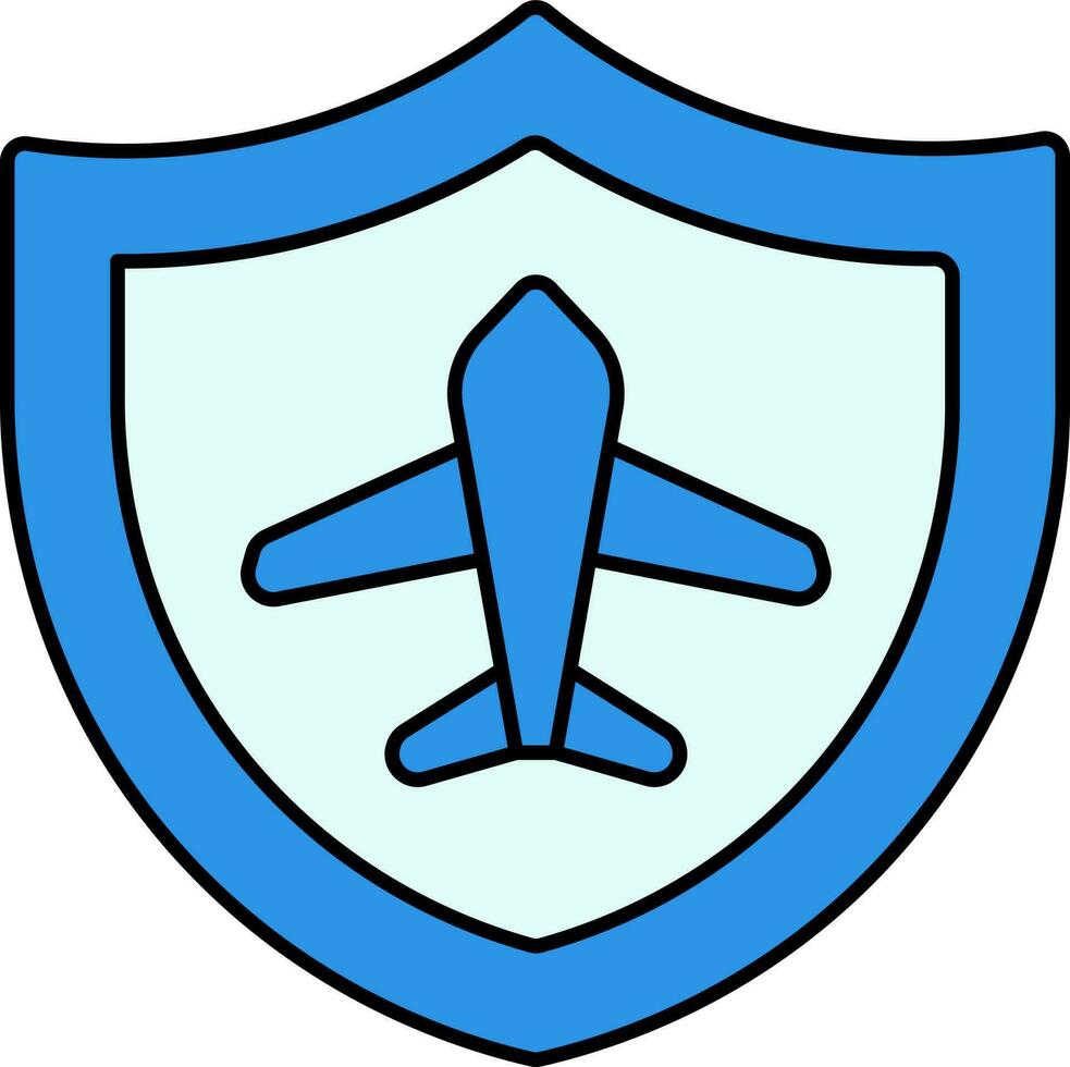 Flug oder Reise Versicherung Symbol im Blau Farbe. vektor