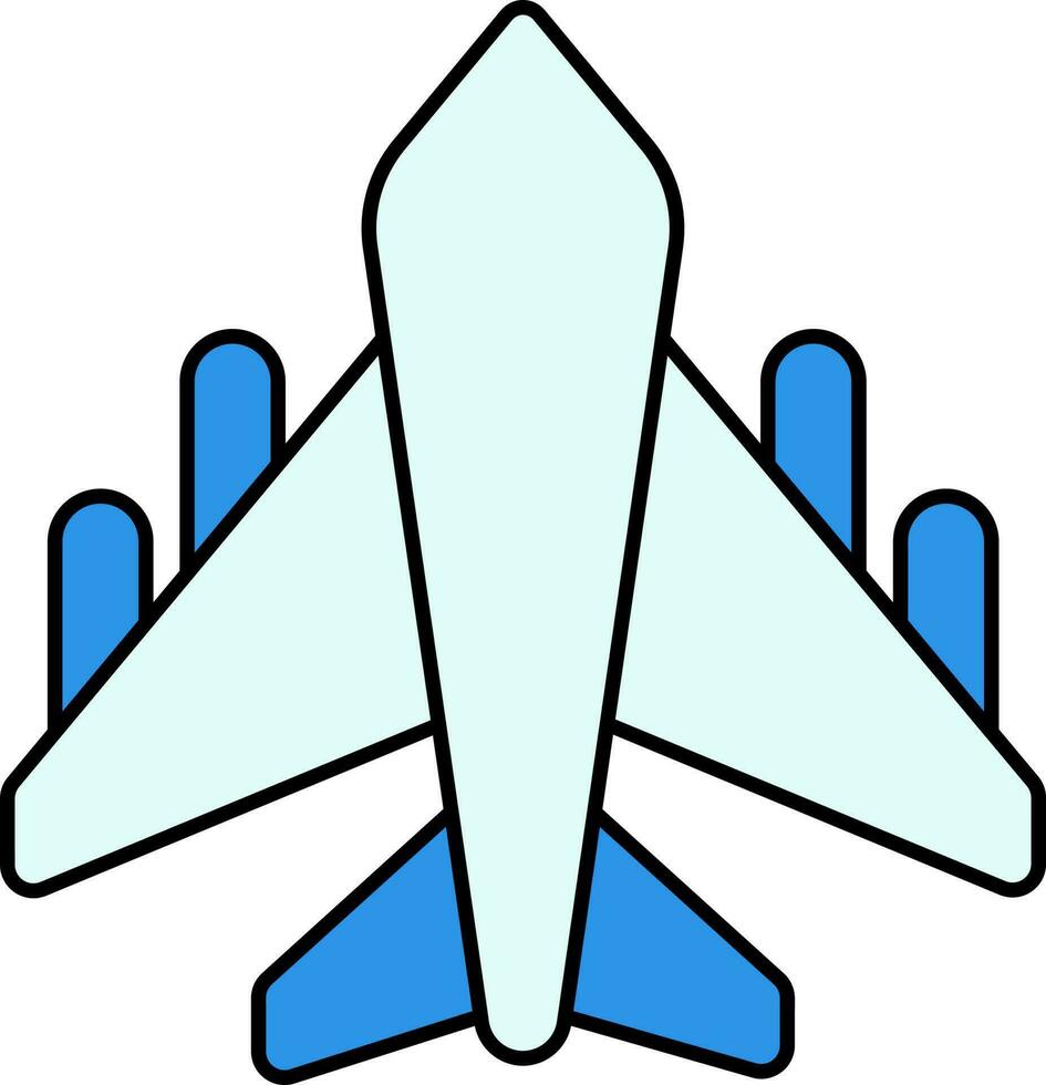 Kämpfer Flugzeug Symbol im Blau Farbe. vektor