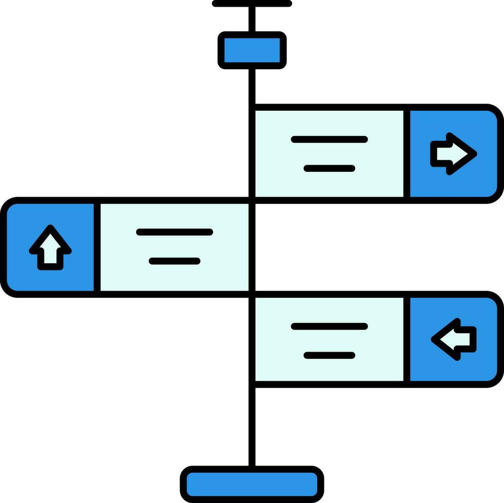 riktning styrelse ikon i blå Färg. vektor
