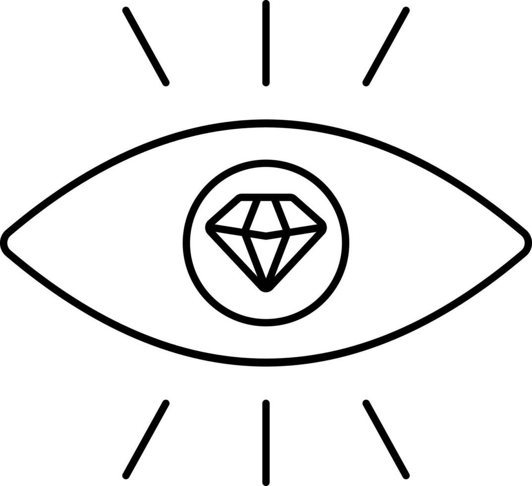 Diamant Auge Symbol im schwarz Linie Kunst. vektor