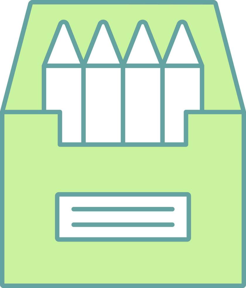 Wachsmalstift oder Bleistift Box Symbol im Grün und Weiß Farbe. vektor