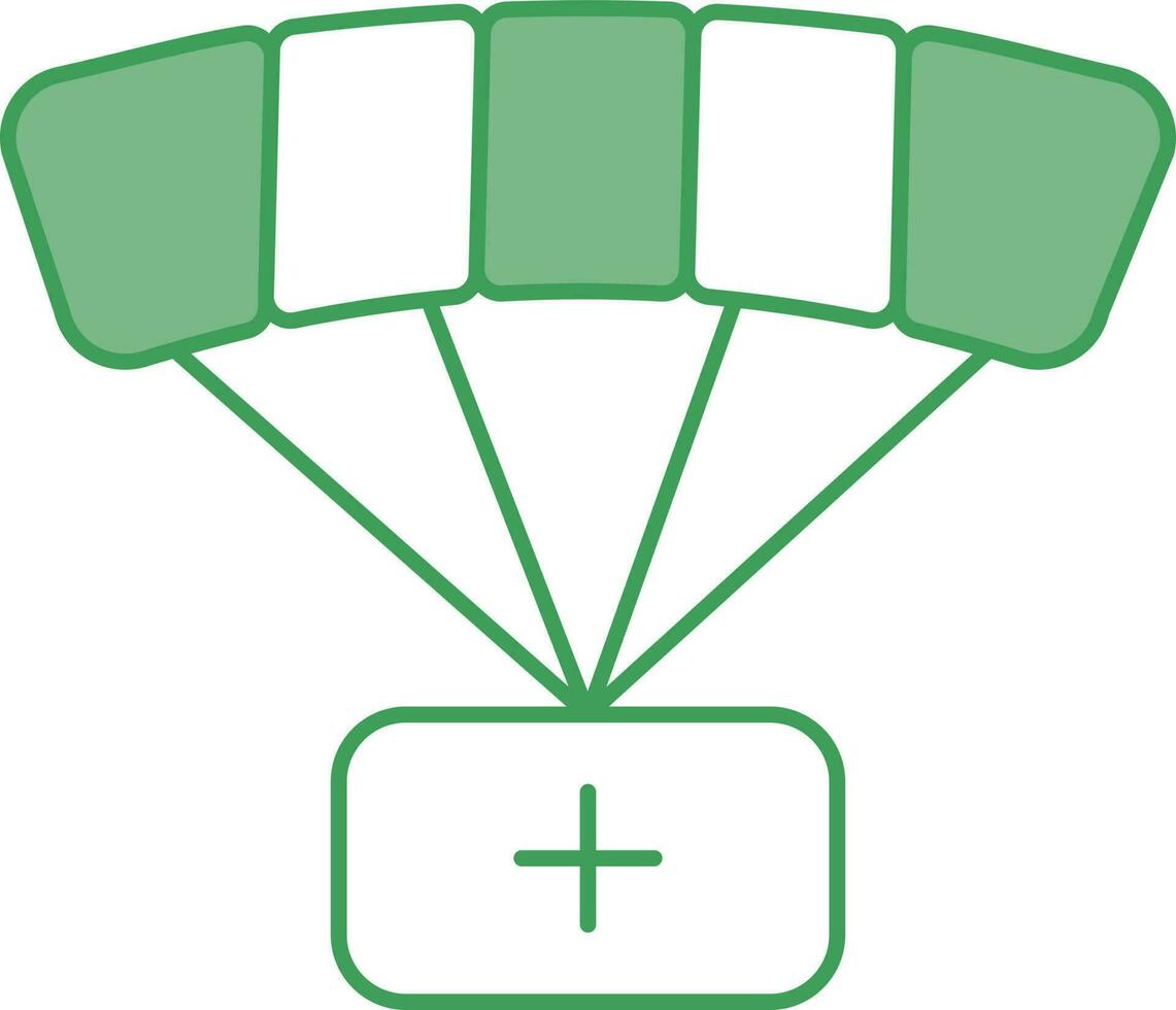 medizinisch Fallschirm Symbol im Grün und Weiß Farbe. vektor