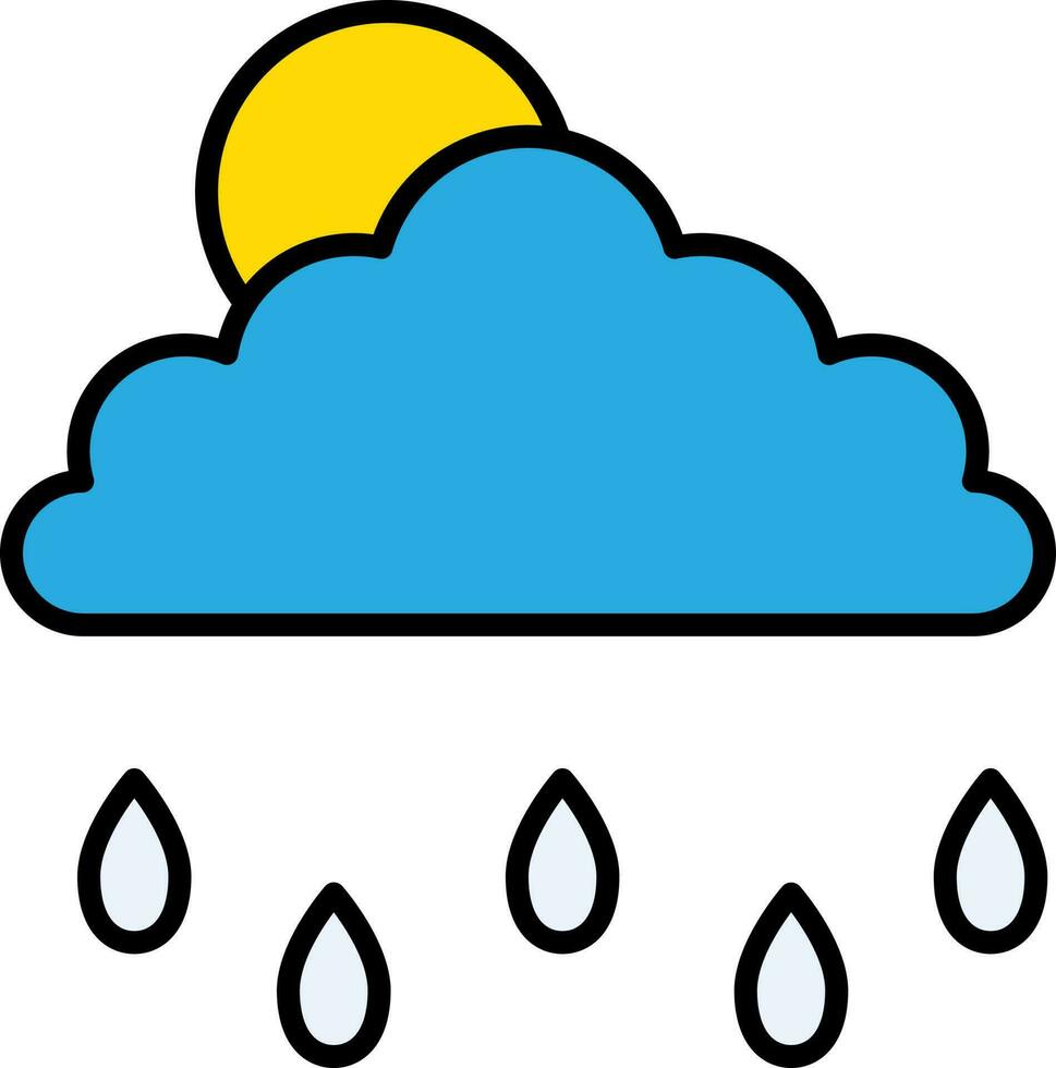 isoliert regnerisch Wetter Symbol im Blau und Gelb Farbe. vektor