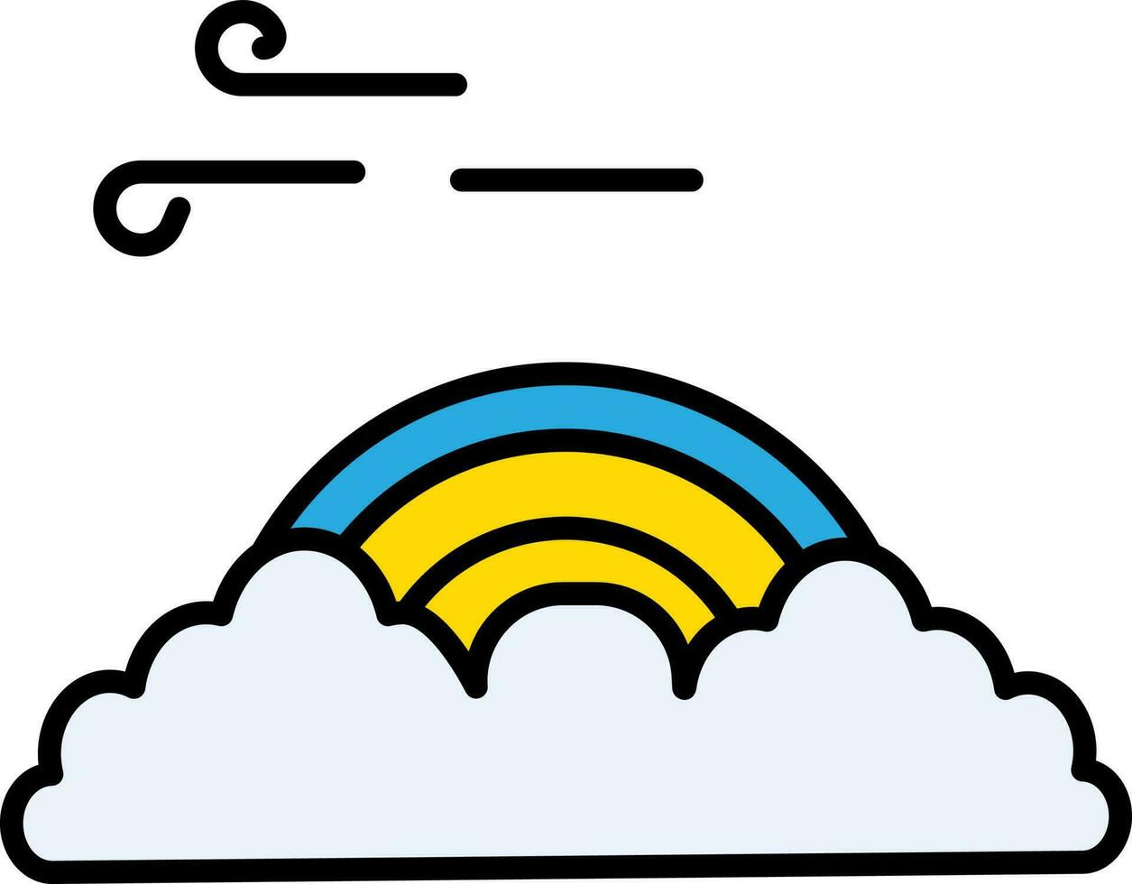 blå och gul Färg regnbåge moln ikon eller symbol. vektor