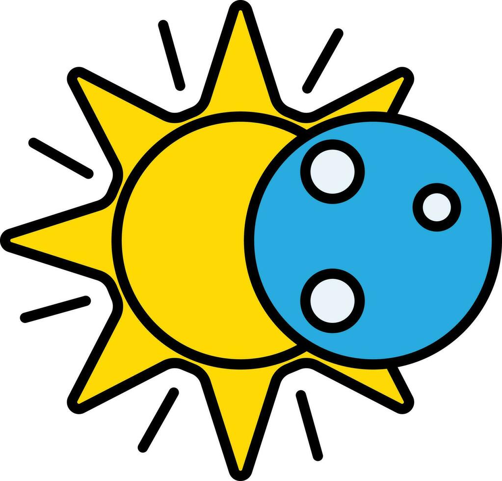 isolerat sol- förmörkelse ikon i blå och gul Färg. vektor