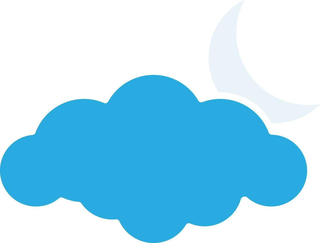 Wolke mit Halbmond Mond Symbol im Blau und Weiß Farbe. vektor