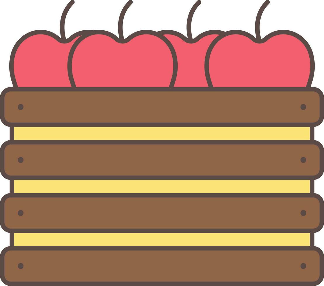trä- spjällåda full av äpple ikon i röd och brun Färg. vektor