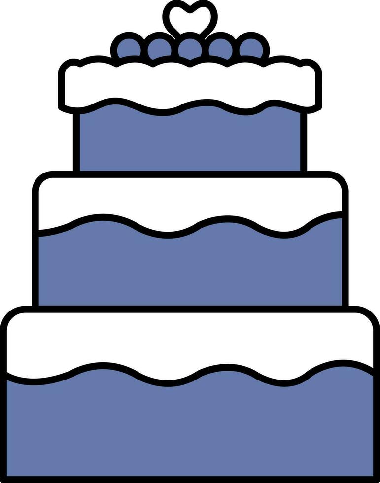 eben Stil Kuchen Symbol im Blau und Weiß Farbe. vektor