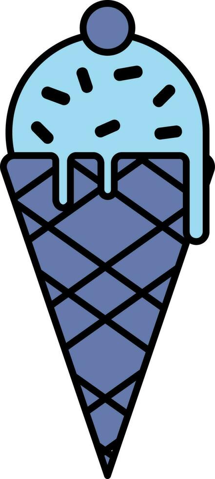 Eis Sahne Kegel Symbol im Blau Farbe. vektor