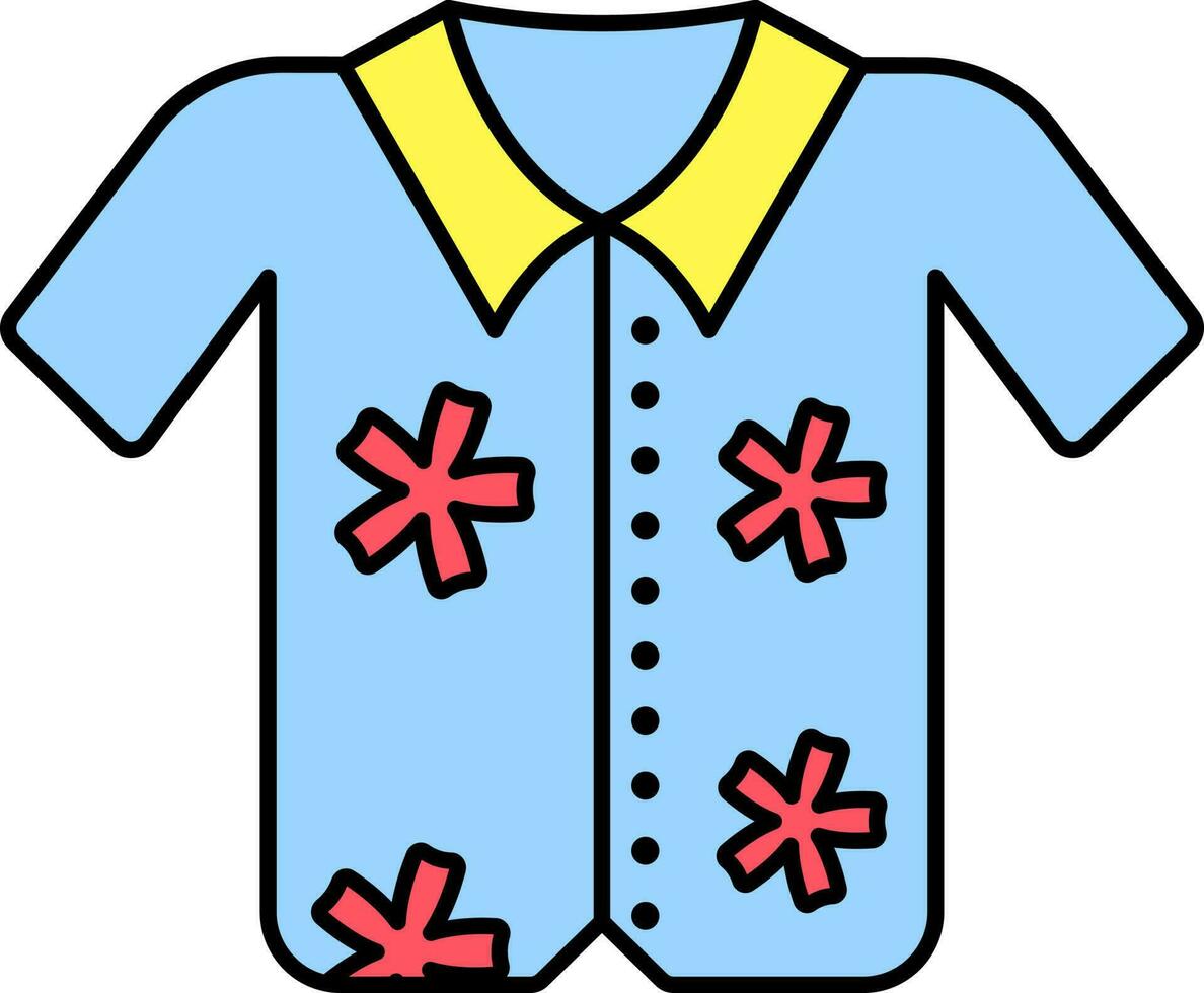 Hawaii Hemd Symbol im eben Stil. vektor