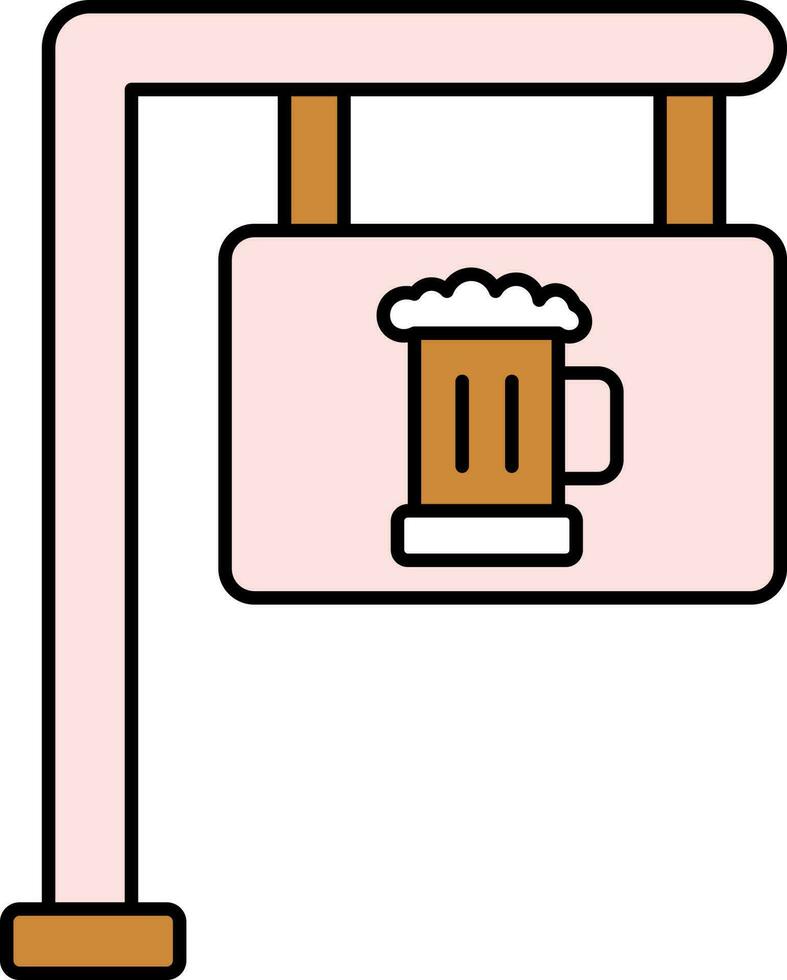 hängande öl styrelse ikon i brun och rosa Färg. vektor