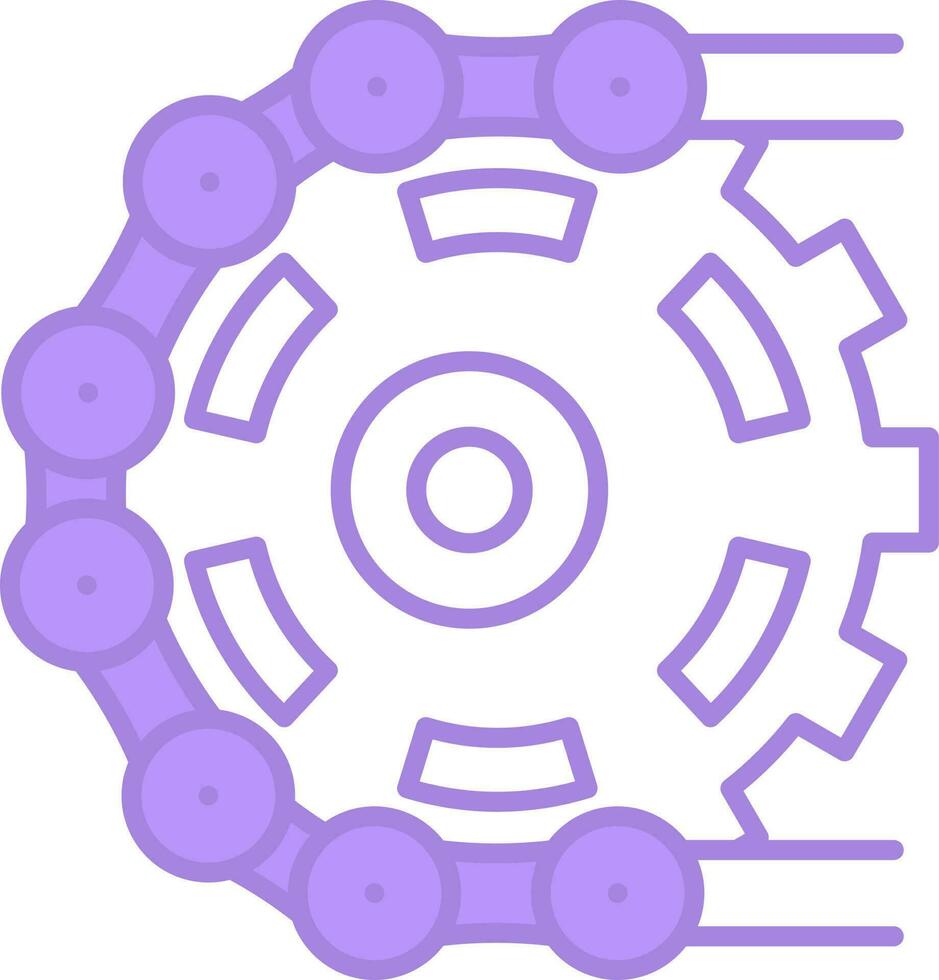 Illustration von gedreht Kette Ausrüstung Symbol im lila und Weiß Farbe. vektor