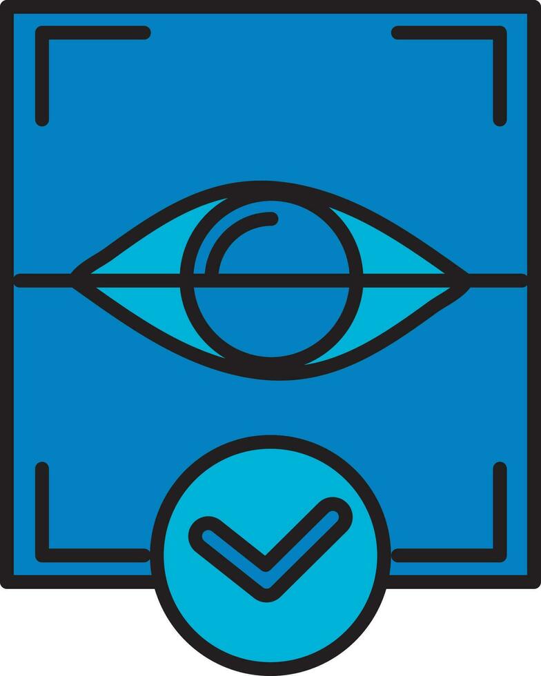 genehmigen Retina Anerkennung Symbol im Blau Farbe. vektor