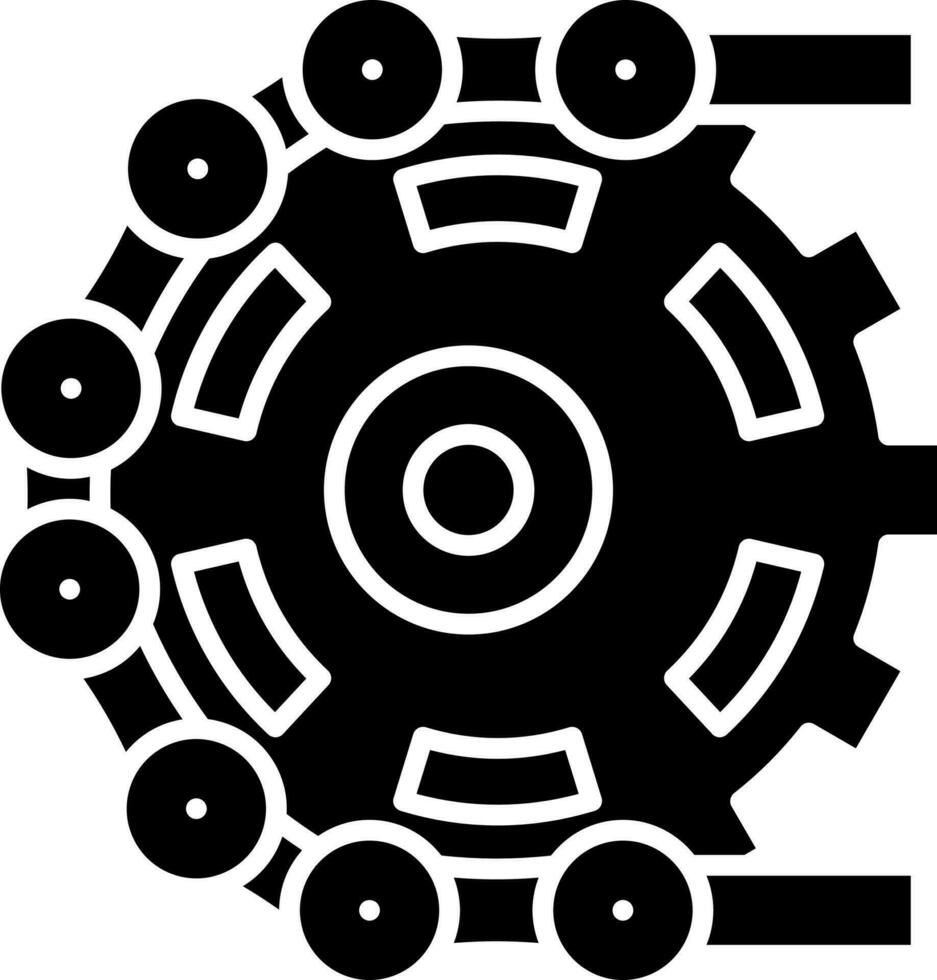 Illustration von Glyphe gedreht Kette Ausrüstung Symbol im eben Stil. vektor