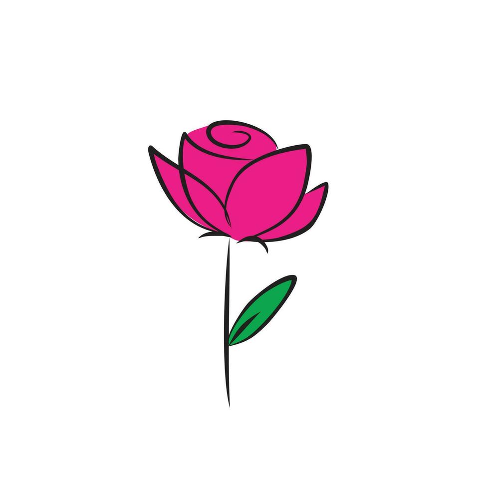 ein Rosa Blume mit ein Grün Blatt auf es und Blume Vektor Design Illustration Vorlage Banner Blume