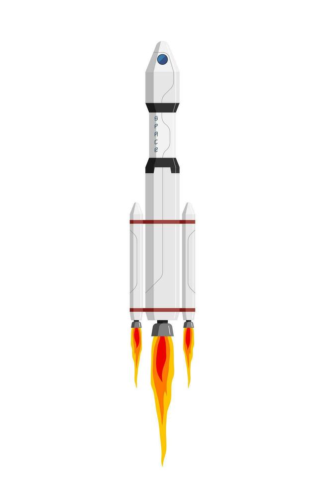 raket rymdskepp lansera till Plats utforskning uppdrag. rymdskepp shuttle platt vektor isolerat eps illustration