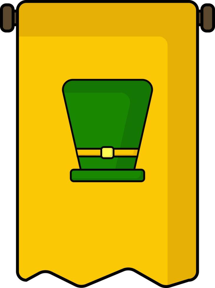 pyssling hatt affisch hänga ikon i grön och gul Färg. vektor
