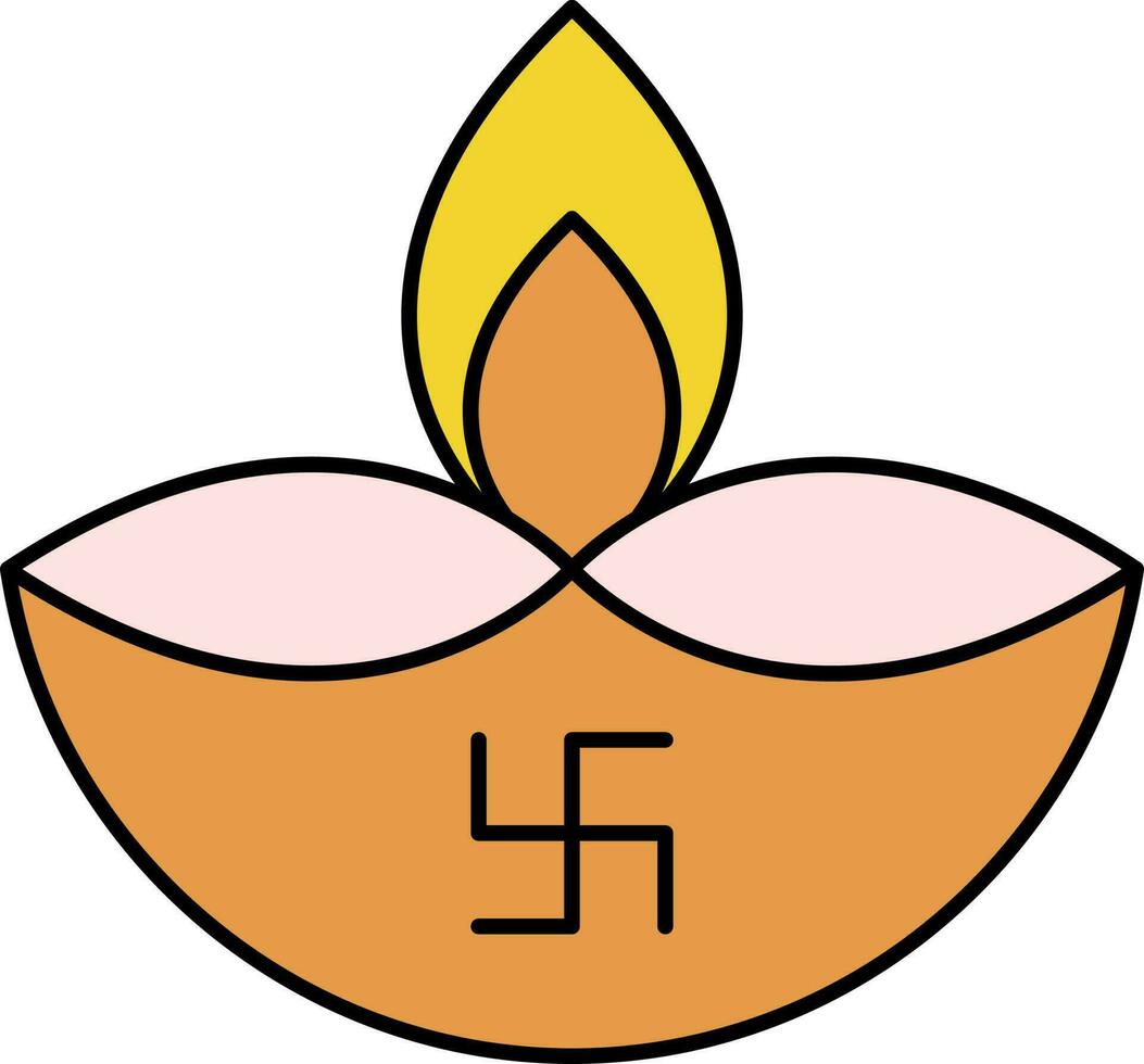 Hakenkreuz Symbol Öl Lampe Gelb und Rosa Symbol. vektor