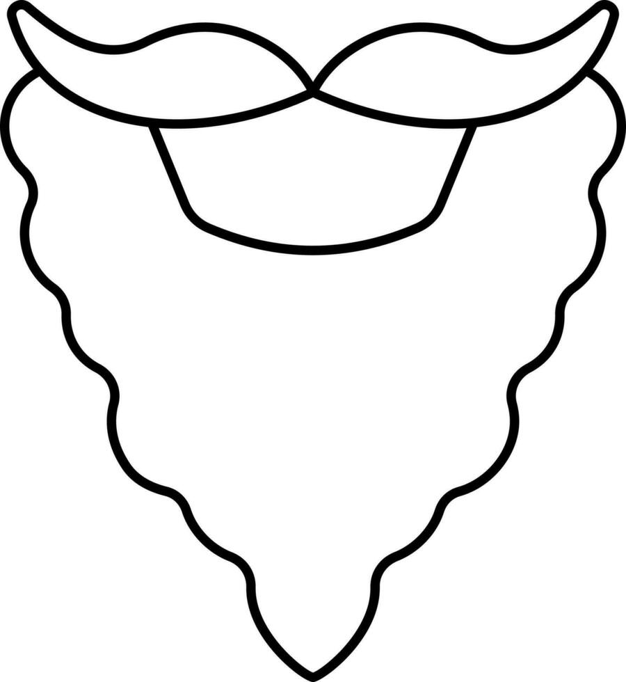 Bart mit Schnurrbart schwarz Gliederung Symbol. vektor