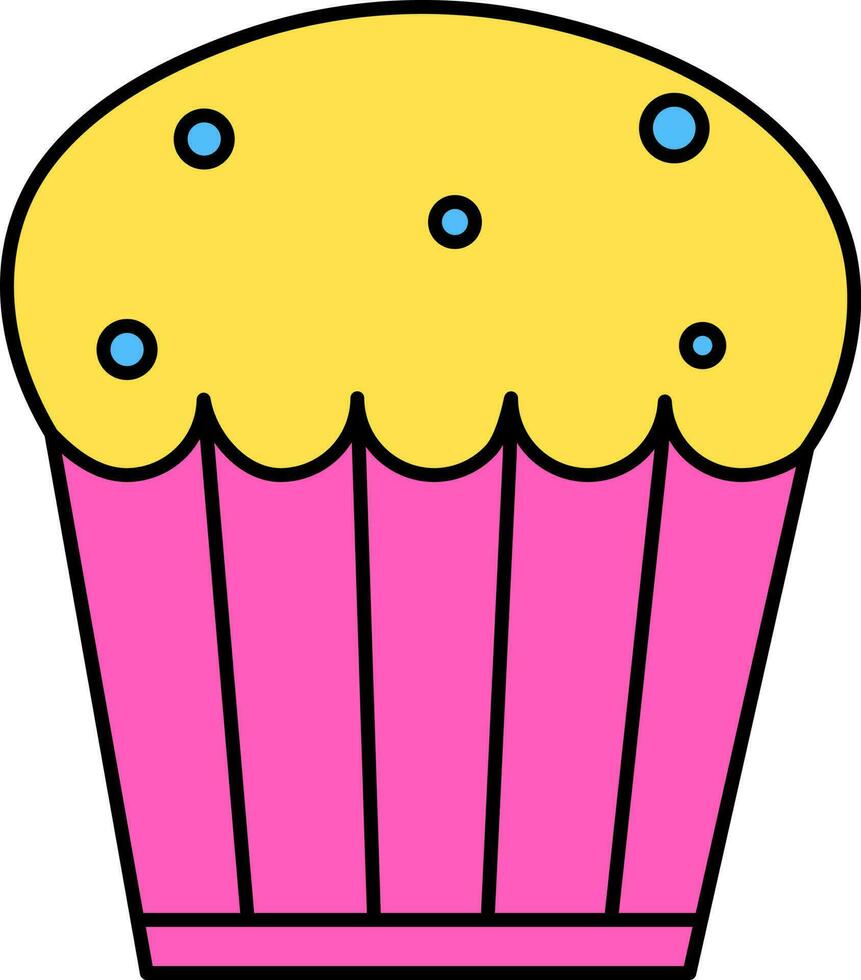 platt stil muffin kopp ikon i rosa och gul Färg. vektor