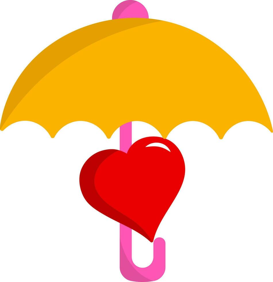 isoliert Herz unter Regenschirm eben Symbol. vektor