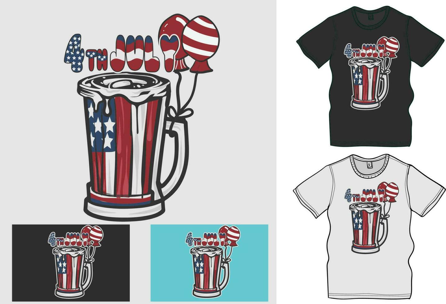 4 .. Juli von Amerika, feiern mit Bier, das ultimativ Sammlung von Unabhängigkeit Tag T-Shirt Designs vektor