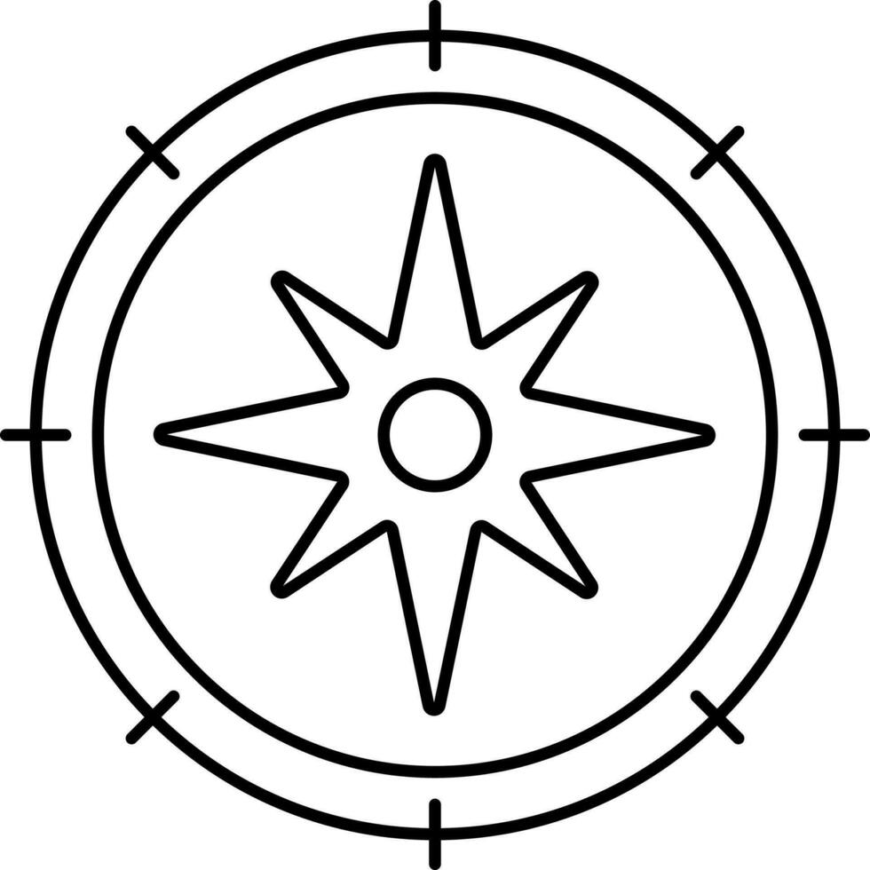 Kompass Symbol im schwarz Umriss. vektor