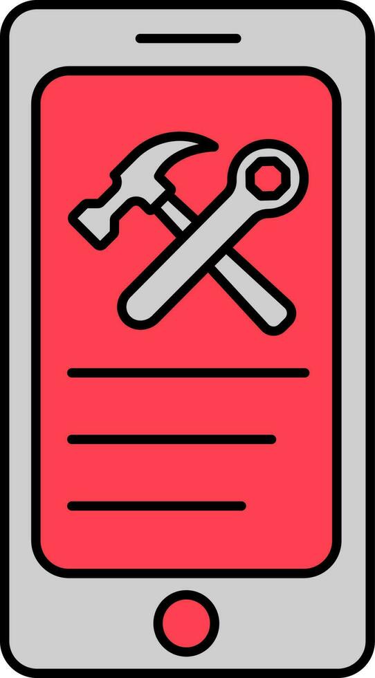 mobil reparation eller service ikon i grå och röd Färg. vektor