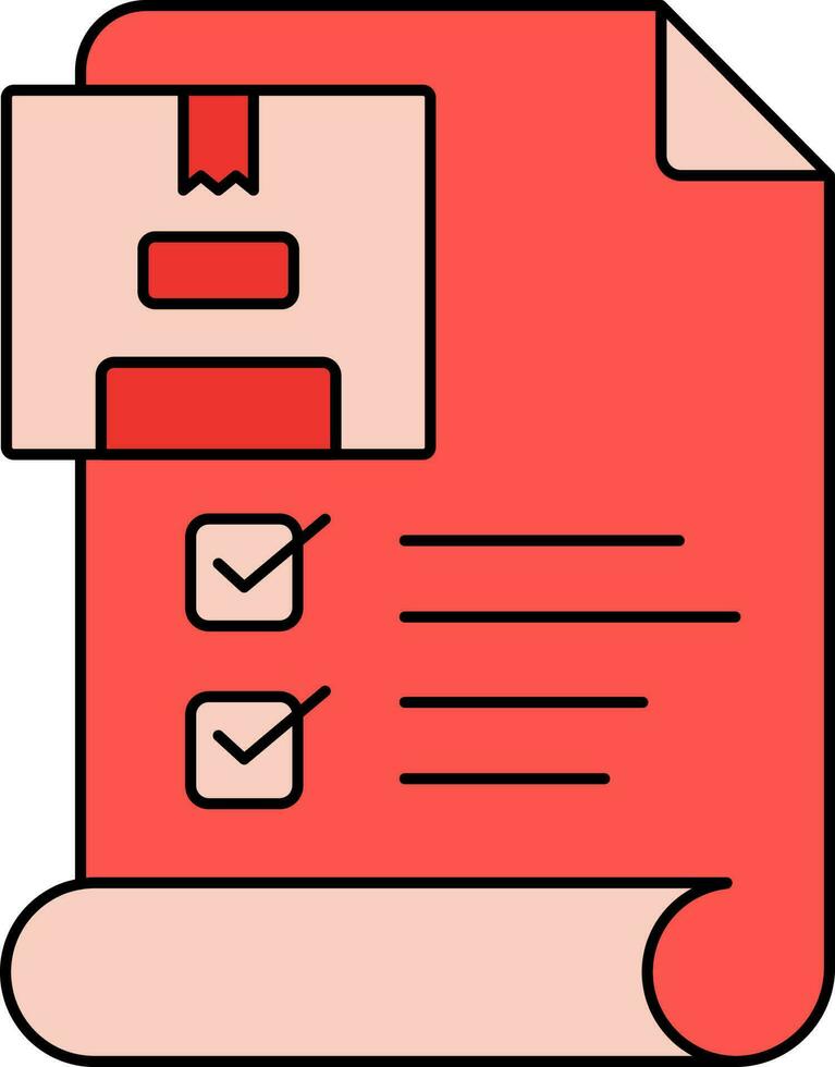 Paket Checkliste Symbol im rot Farbe. vektor