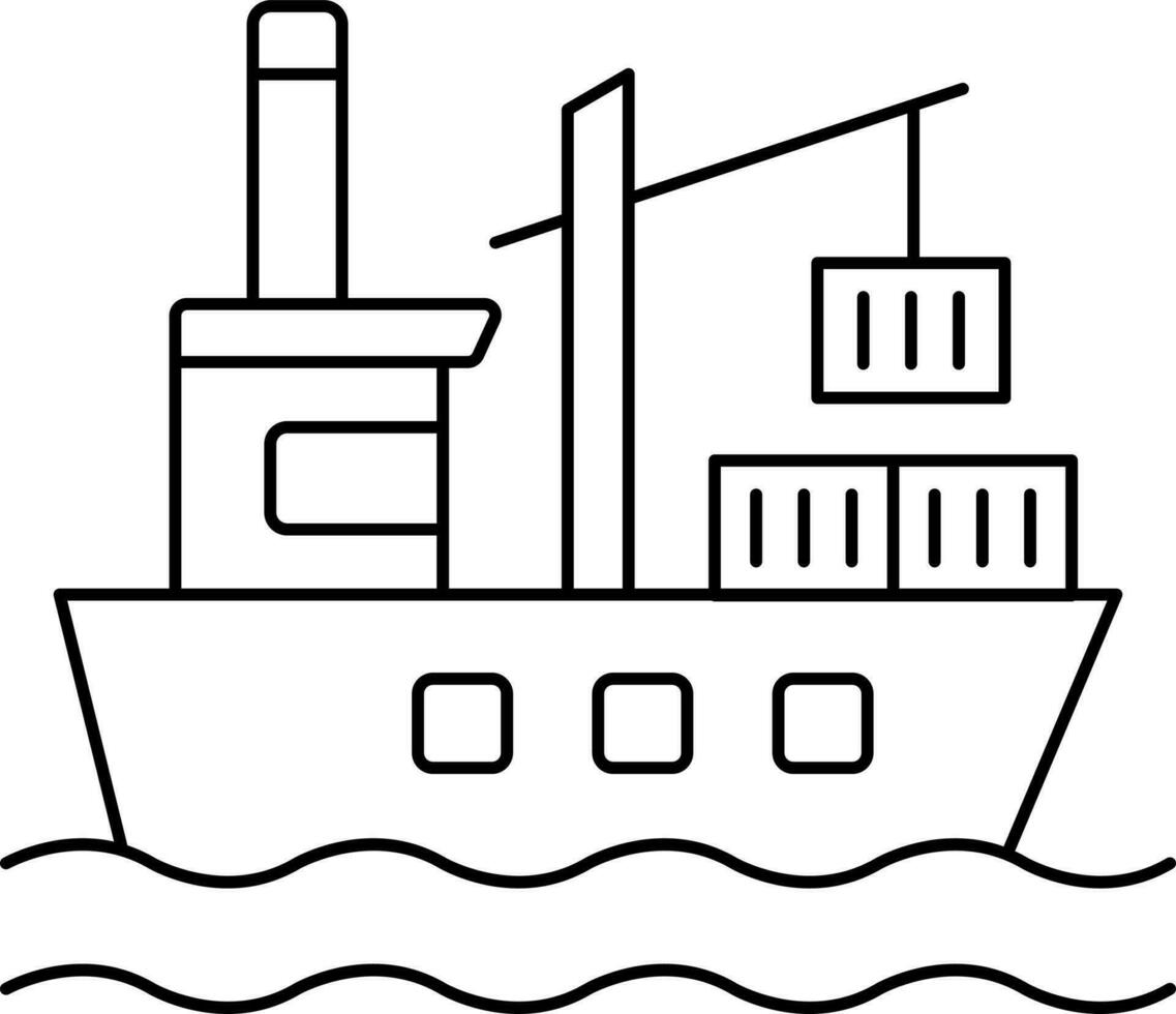 stroke stil frakt fartyg ikon eller symbol. vektor