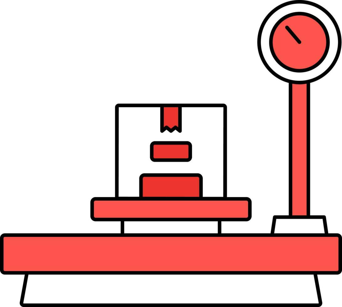 Paket auf Gewicht Rahmen Symbol im rot und Weiß Farbe. vektor