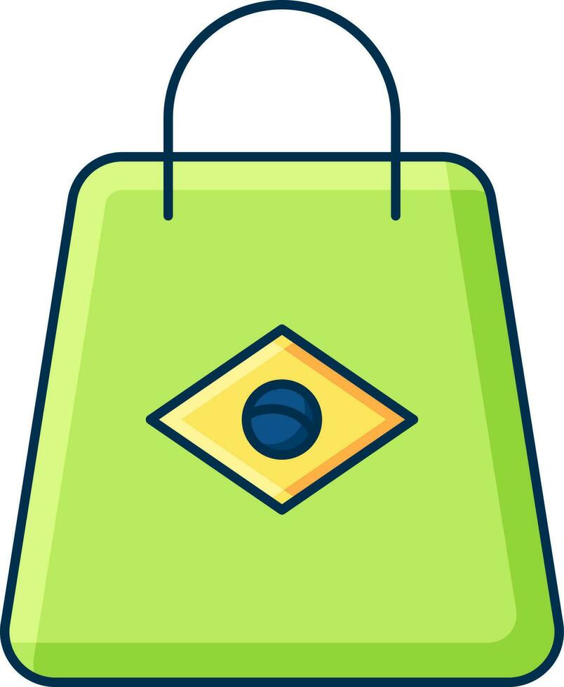 Grün Farbe Einkaufen Tasche mit Brasilien Flagge Symbol. vektor