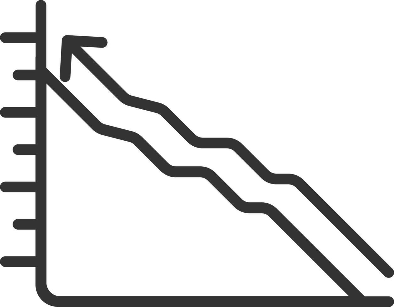 linje Graf ikon i svart linje konst. vektor