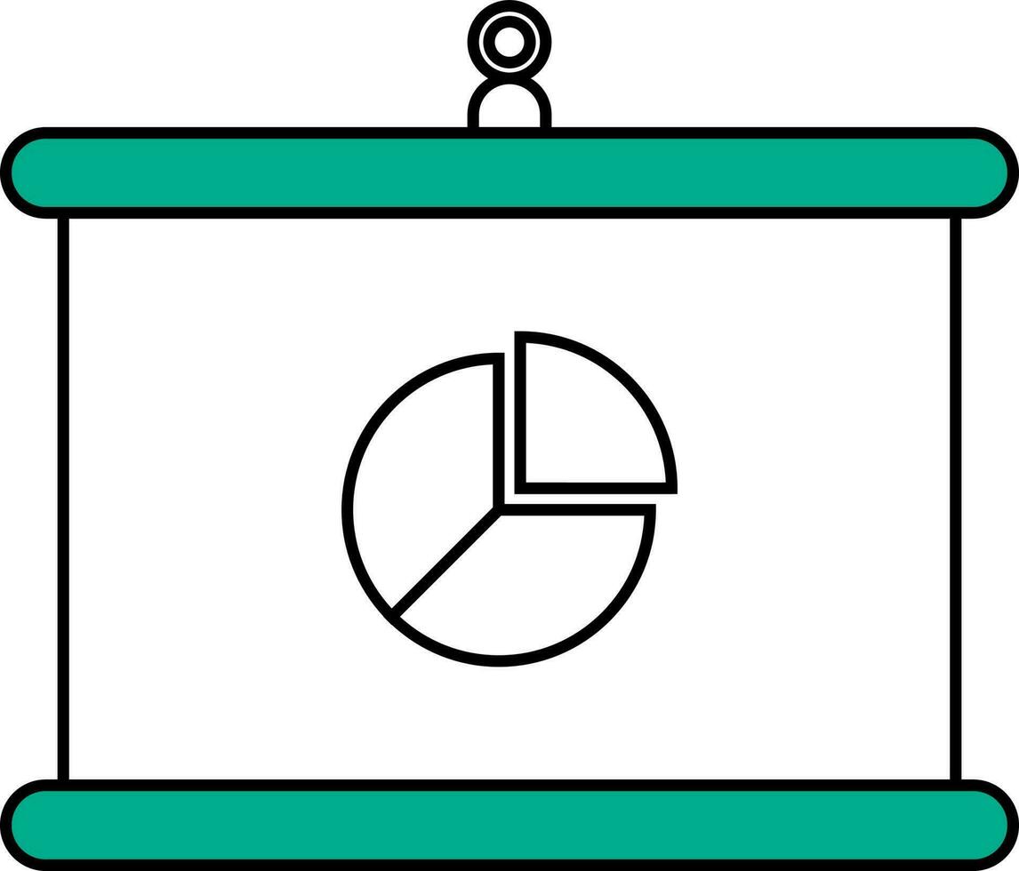 paj Diagram över duk styrelse ikon i grön och vit Färg. vektor