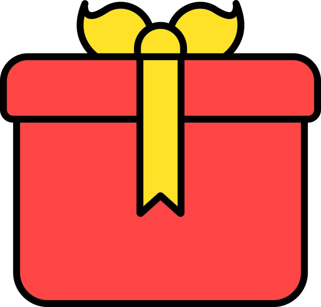 eben Stil Geschenk Box Symbol oder Symbol im rot und Gelb Farbe. vektor