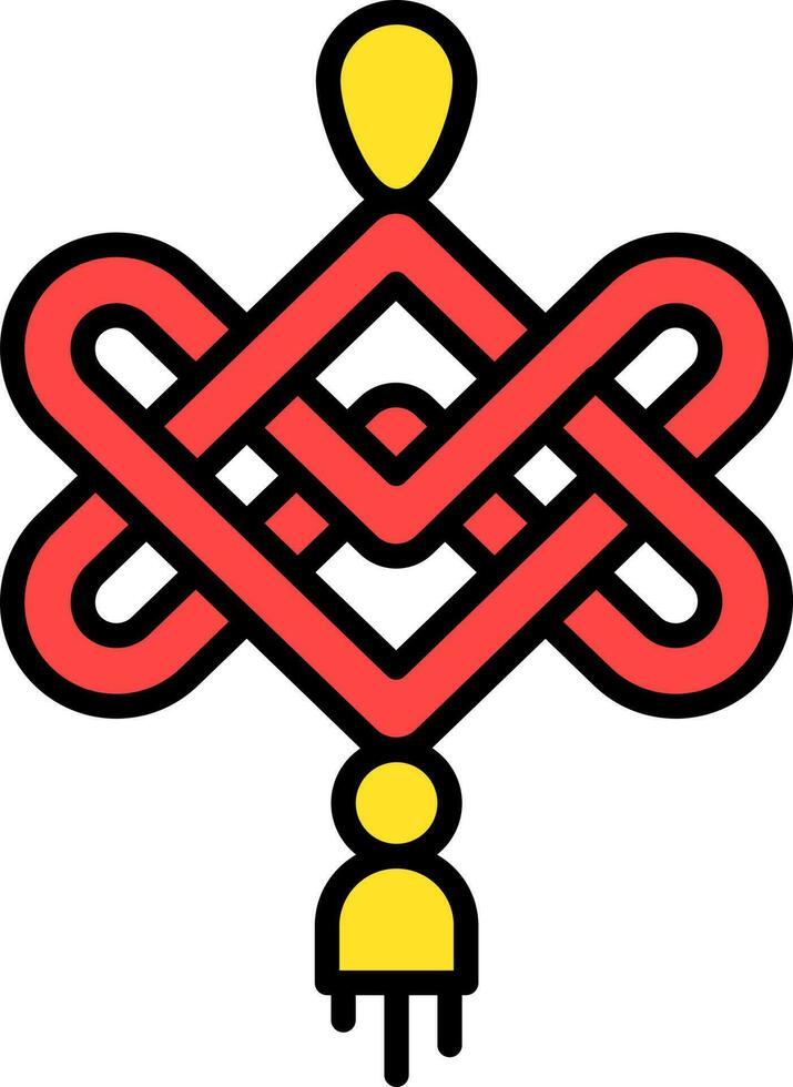 röd och gul kinesisk amulett ikon eller symbol. vektor