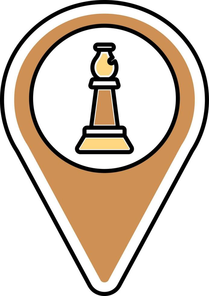 Bischof Schach Ort Punkt Symbol im braun und Gelb Farbe. vektor
