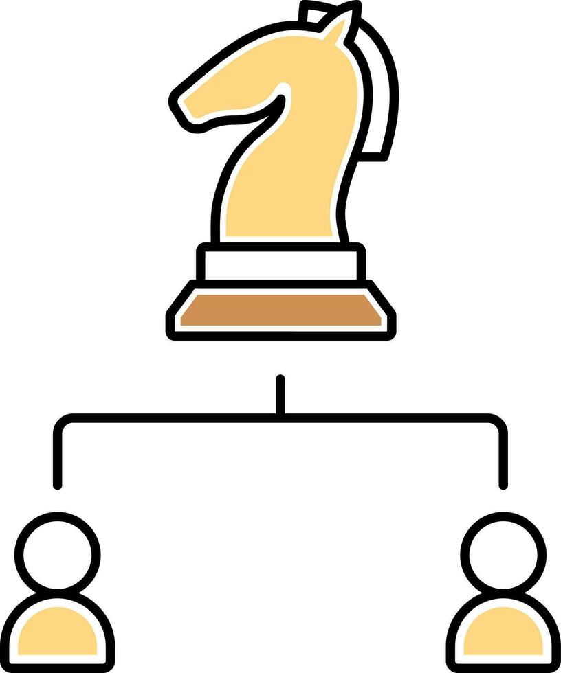 två deltar schack spelare med riddare ikon i gul och vit Färg. vektor