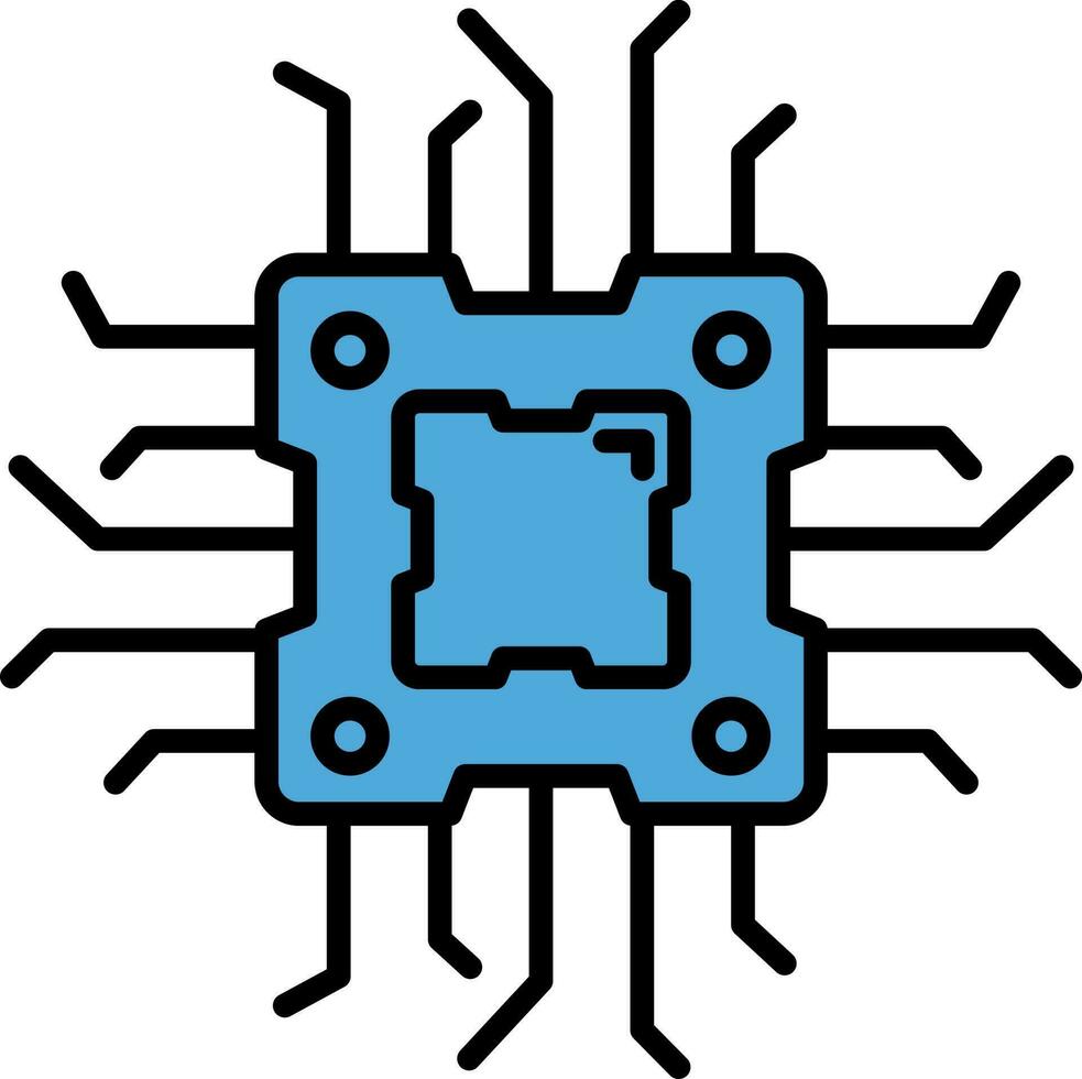 platt stil mikrochip ikon i blå Färg. vektor