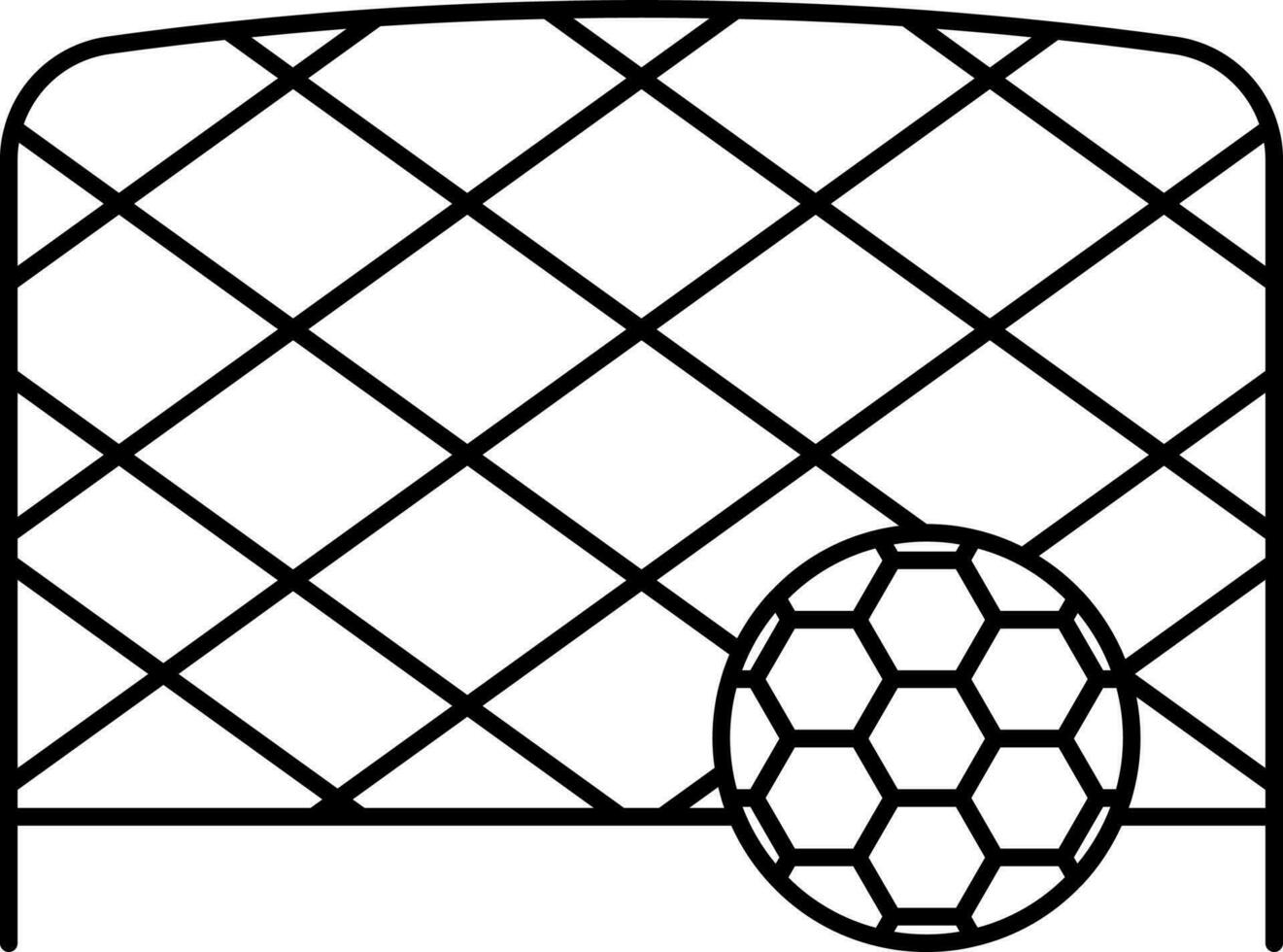 svart stroke fotboll med netto platt ikon. vektor